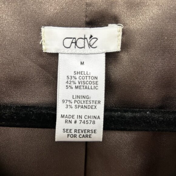 Vtg Y2K Cache Women's Sz M Double Breasted Blazer Short Trench Coat Belted Brown - Picture 5 of 14